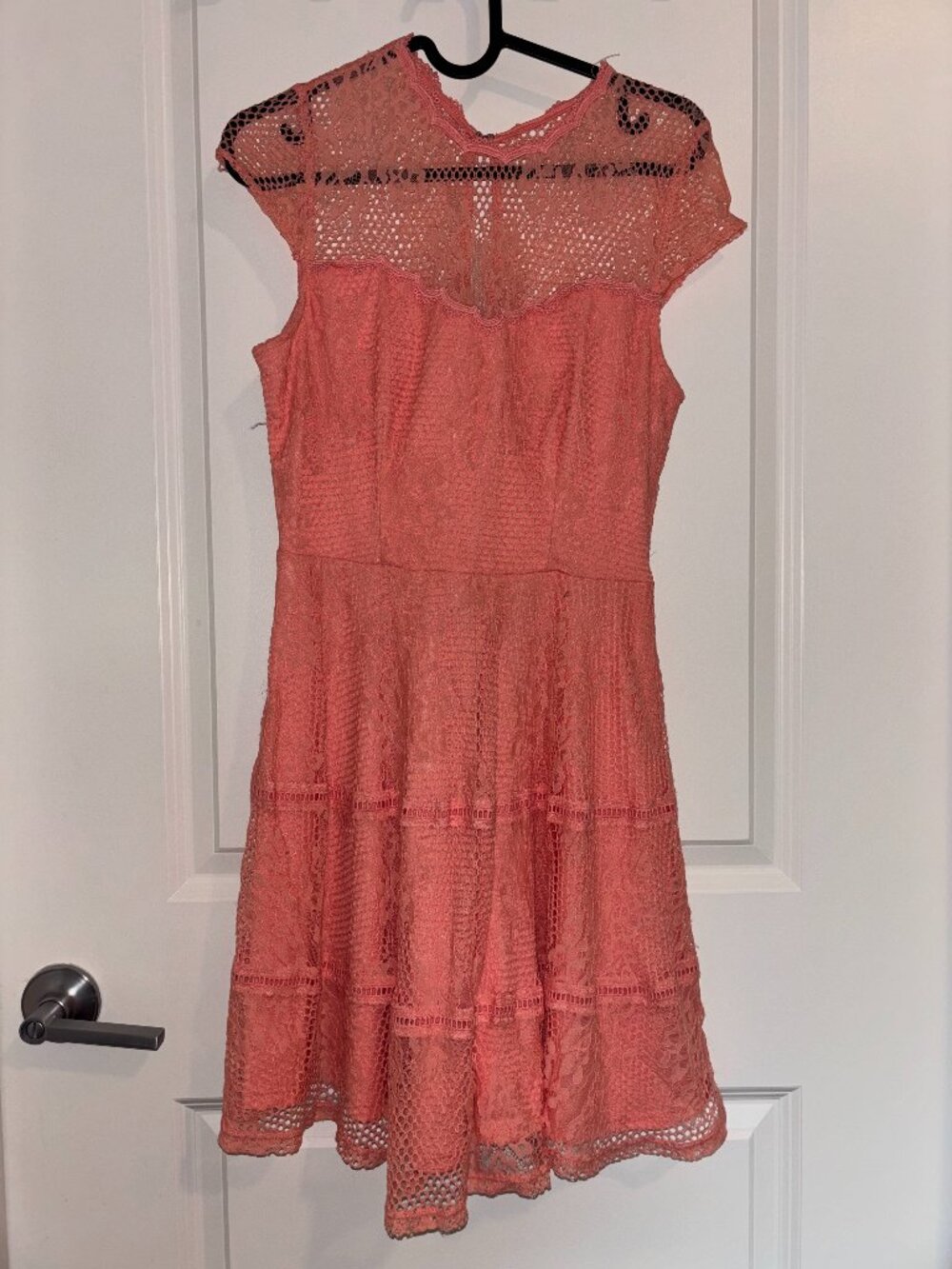 Coral pink lace dress